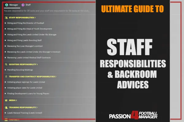 Football Manager guide staff responsibilities backroom advices